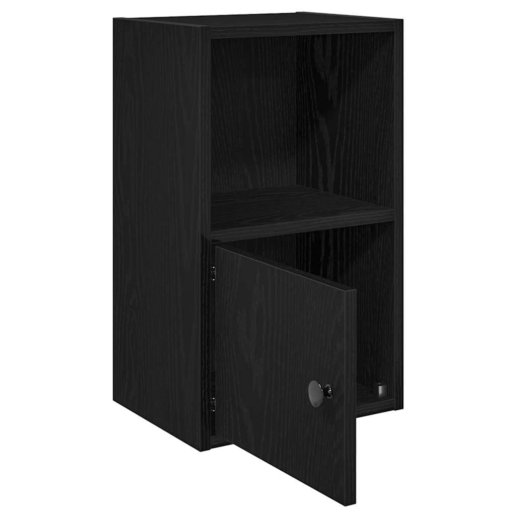 Libreria nera effetto rovere, 31 x 24 x 52 cm, in legno con porta e ripiano, per soggiorno, ufficio, cameretta dei bambini, corridoio, organizer versatile per libri, documenti, decorazioni
