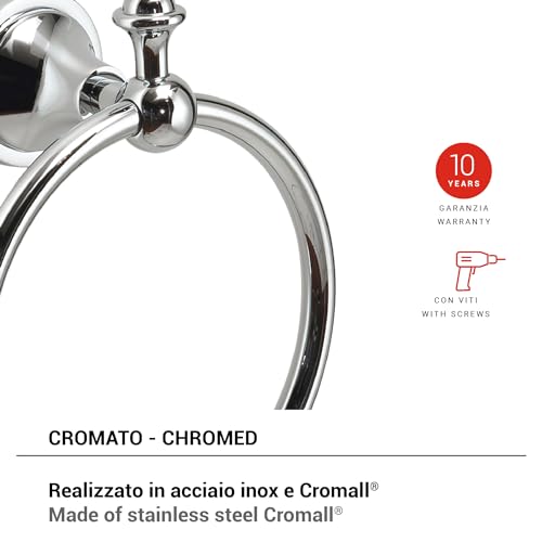 Miniatura 2 de Gedy Nevis Toallero Baño, Toallero Pared, Toallero Argolla, Cromo, Acero Inoxidable, 18 X 8,2 X 21