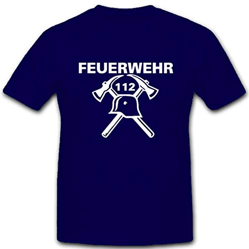 Casque de pompier 112 t-shirt bleu grande taille XXL avec armoiries et insigne de collection