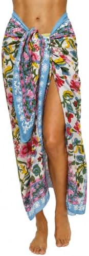 Rastogi Handicrafts 100% Cotton Hand Block Print Sarong Womens Swimsuit Wrap Cover Up Long (73" x 44")