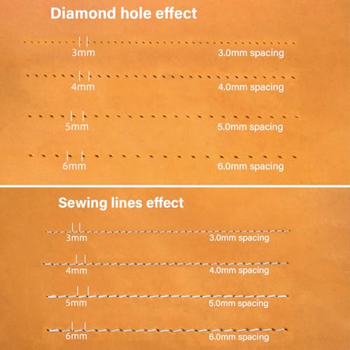 WUTA Leather Hole Punch Tool 2nd Gen Surface Fine Polished Teeth 4mm 1/2/4/6 Prong Pricking Iron Leather Punch Lacing Diamond Stitching Chisel Set (Sliver)