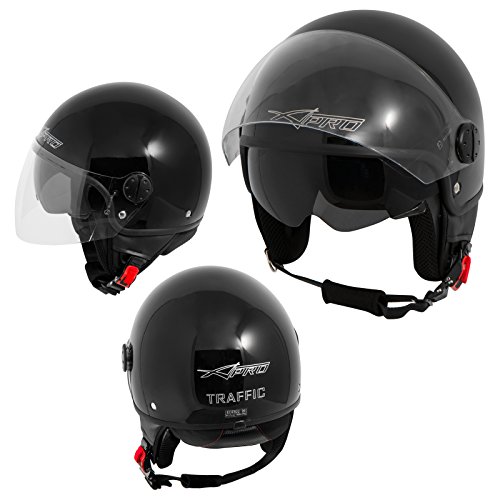Casque jet double visière grand angle contre éblouissement noir