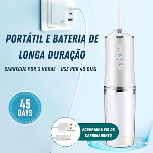 Irrigador Oral Portátil Supersônico 3 em 1 – Limpeza e Higienização Profunda de Dentes e Gengivas co