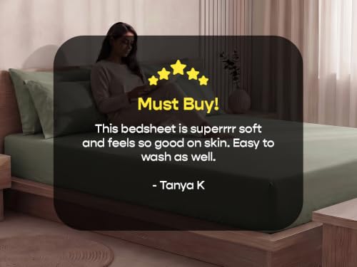 Image of SleepyCat 300 TC Cotton-Soft Microfiber Bedsheet with 2 Pillowcases|Wrinkle-Free|300 TC Plain Weave|No Creases, No Shrinkage|No Colour Fading|150 GSM|Mustard|Fits Mattress Upto 8 Inches|Double