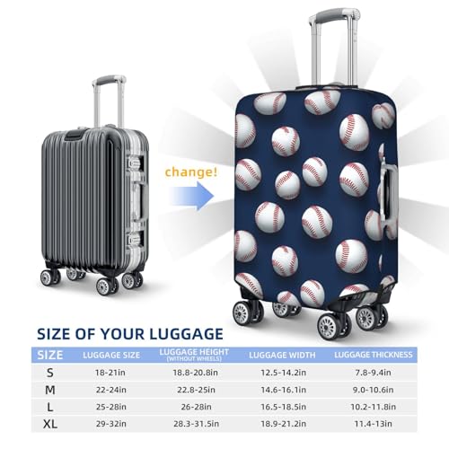 Luggage Cover Protector - Modern Baseball White Print Fit 18-21 Inch Suitcase Covers for Luggage2