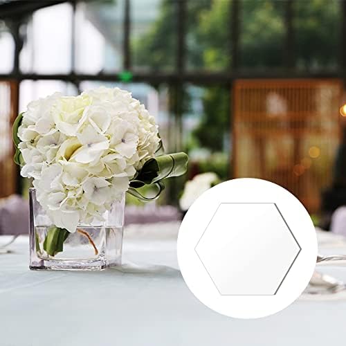 KiKiHong 20 Pcs Clear Acrylic Sheets, Acrylic Blanks Disc, Transparent Hexagon Place Seating Card Acrylic Plastic Sheets Signs for Table Cards, Painting, Place Card Names