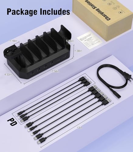 95W Fast Charging Station for Multiple Devices, 6-Port USB Charging Dock - image 8