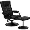 Flash Furniture Rachel Contemporary Multi-Position LeatherSoft Recliner Chair with Ottoman, 360-Degree Swivel Recliner Chair and Ottoman Set, Black