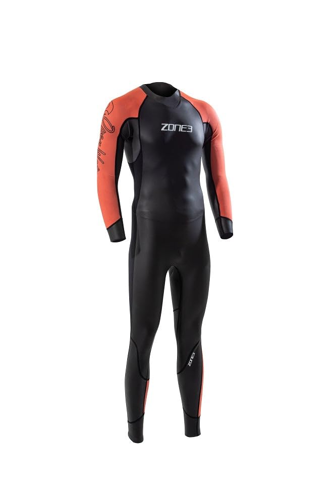 2024 Zone3 Mens Venture Back Zip Swim Wetsuit WS22MVEN101 - Black/Orange