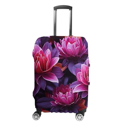 Flower Leaves Purple Red Flower Elastic Luggage Cover Suitcase Protector for 19-32 Inch Suitcases | Universal Stretchable Travel Bag Cover | Anti-Scratch, Washable with Zipper Closure S