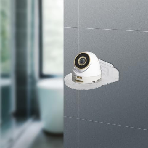 Wall Mounted Shelf for CCTV Camera No Drill Installation with Cord Access Hole for Webcams and Monitors (Transparent)