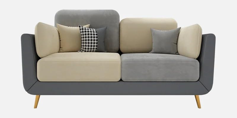 Image of Polyester Velvet Contemperory Sofa Set with Cushion Chaise Lounge, Sectional Sofa Perfect for Your Living Room,Guests Room & Office. (Grey & Beige, 2 Seater)