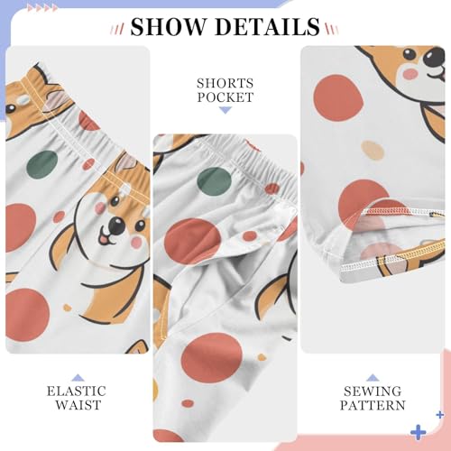 Dog and Circle Boys Pants Boys Athletic Pants Long Pant for Boywith Pockets Wide-Leg Size 6-14Y4