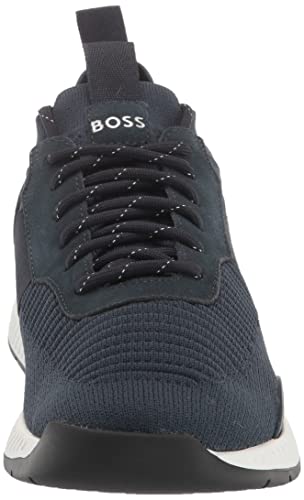 BOSS Men's Mesh Mix Running Sneakers, Sky Captain Navy, 92