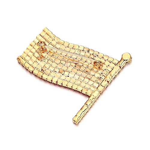 Image of BriLove Austrian Crystals Waving American National Flag Brooch Pin for Women