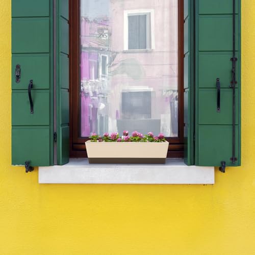 Image of Window Box Herb Planters, Suream 3 Pack 16 x3.8 Inch Indoor Rectangle Succulent Cactus Plant Pots with Saucer, Modern Plastic Flower Container for Windowsill, Garden Balcony, Home Office Outdoor Decor