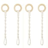 Supertool Cuerda extensible para colgar plantas de macramé, 30 cm, extensores conectables para colgar plantas de macramé con anillo de madera para decoración de interiores y exteriores, balcón,