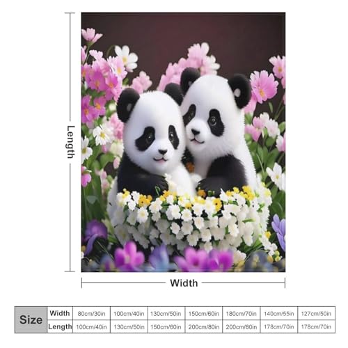 Couverture flanelle panda super douce plaid chaud et thermorégulateur