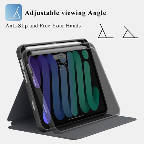 Supveco Case for iPad mini 7 (A17 Pro) 2024/iPad Mini 6 2021 8.3 Inch with Pencil Holder-[Auto Wake/Sleep],Slim Protective Case with Soft TPU Back Cover for iPad mini 7th/6th Generation-Sea