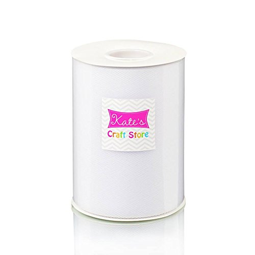 WHITE Tulle 6in x 300ft (100 yards) roll.