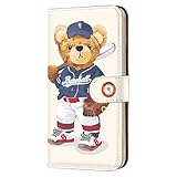 Android One S9 用 カバー 手帳 スマホケース フレキシブル MLBベア ベースボールテディ ホワイト 261a01m