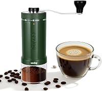 Weltweit erste 60g große Kapazität manuelle Kaffeemühle, tragbare Hand Kaffeebohnen Mühle mit 40 verstellbaren Einstellungen, Keramik konische Burr Mühle für Gießen über, Camping, Reisen (Waldgrön) – Ansicht 1