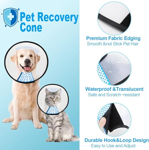 Image of Supet Dog Cone Collar Adjustable After Surgery, Comfortable Pet Recovery Collar & Cone for Large Medium Small Dogs, Elizabethan Dog Neck Collar Plastic Practical
