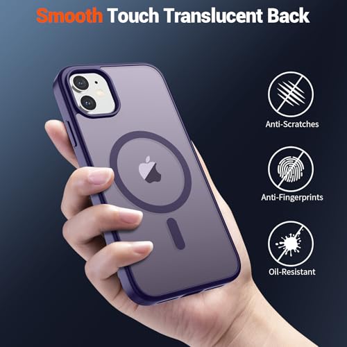 Image of SUPFINE Magnetic for iPhone 12 Case /iPhone 12 Pro Case (Compatible with MagSafe)(Military Grade Drop Protection) Translucent Matte Shockproof Phone Cover,Dark Purple