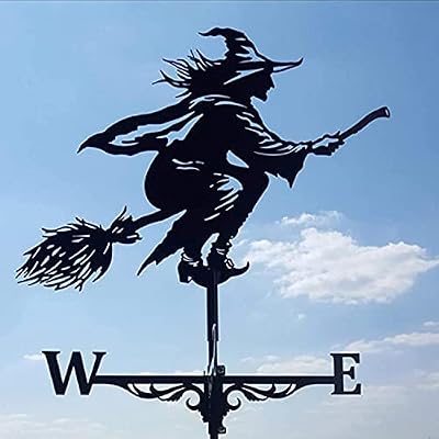 Alnicov Witch Metal Weathervane,Stainless Steel Weather Vane with Roof Mount Roof Garden Decorations for Outdoor Farm Yard Garden Gazebo
