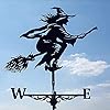 Alnicov Witch Metal WeathervaneStainless Steel Weather Vane with Roof Mount Roof Garden Decorations for Outdoor Farm Yard Garden Gazebo
