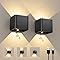 GEARLITE Led Aufladbar Wandleuchte Innen/Aussen mit Bewegungsmelder 2 Stücke, Wandlampe Auf und ab Einstellbarer Lichtstrahl 3000K Warmweiß Außenwandleuchte IPX4 Wasserdichte Wohnzimmer Garten Schwarz