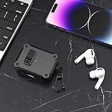 R-fun Compatible with AirPods Pro 2nd Generation 2023(USB-C),2022(Lightning Cable),1st Gen 2019 Charging Case, Full Drop Protection Auto Pop-Up Lid Design with Keychain,Black - Image 8
