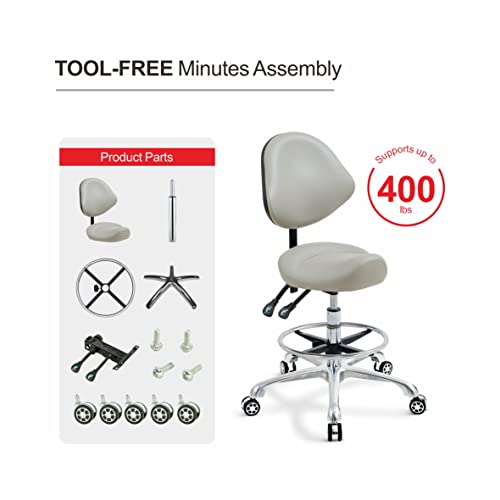 Kastele Ergonomic Saddle Stool Swivel Rolling Saddle Chair Hydraulic Adjustable Stool With Casters For Salon,Spa,Massage,Tattoo,Medical,Dental Hygienist,Kitchen #TOP6
