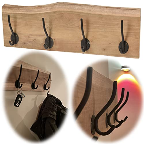 LS-LebenStil XL Vintage Wand-Garderobe 50x16cm Teak Holz 4/8 Haken Braun...