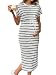 SweatyRocks Damen Rippenstrick Kleid Sommer Umstandkleid Kurzarmkleid für Schwangere Sommerkleid Leicht Midikleid Strickkleid Schwangerschaft Schwarz und Weiß XL