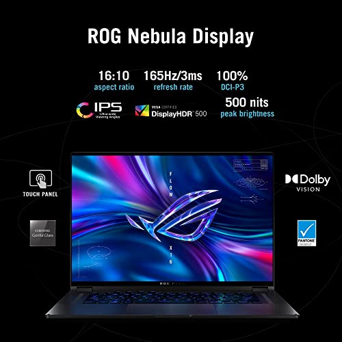 Image of ASUS ROG Flow X16 (2022), 16 inch(40.64 cm) QHD+ 16:10 165Hz /3ms, Touch, AMD Ryzen 7 6800HS, 6GB RTX 3060, 2-in-1 Gaming Laptop (16GB /1TB SSD /90WHrs Battery /Win 11 /Office 2021 /Black /2 Kg) GV601RM-M6055WS