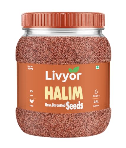 Image of Livyor Premium Halim Seeds for eating - 400 g | Aliv seeds | Garden Cress Seeds | High in Fibre | Helps in hair growth | Rich in Omega 3 | Raw and Natural | Immunity Booster Super food | Pack of 1
