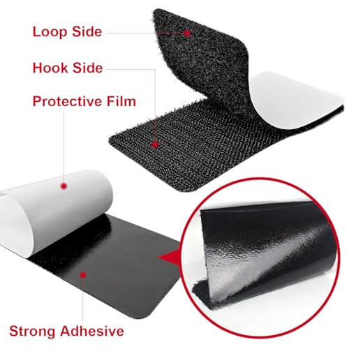 Image of 2x4 inch Hook and Loop Strips with Adhesive, Nylon Heavy Duty Hook and Loop Tape, Excellent Grip, Interlocking Tape,for Sewing, Crafting,DIY,Wall Adhesive Strips - 15 Sets