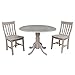 International Concepts 42" Dual Drop Leaf Table With 2 Schoolhouse Chairs, Washed Gray Taupe