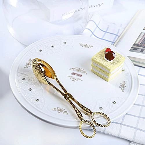 Pinces de Cuisine Pince à Aliments Plaqué Or Snack Cake Clip Salade Pain Pâtisserie Pince Cuisson Barbecue Outil Salade De Fruits Gâteau Clip (A)