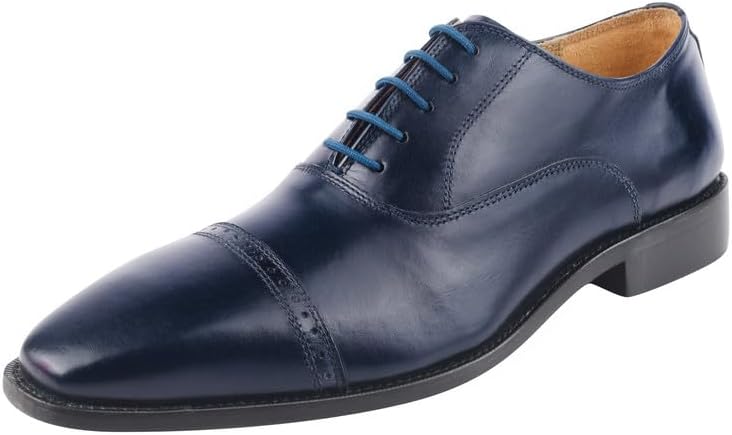 LIBERTYZENO Mens Tread Design & Plain Genuine Leather Lace Up Oxford Dress Shoes for Easter Gift