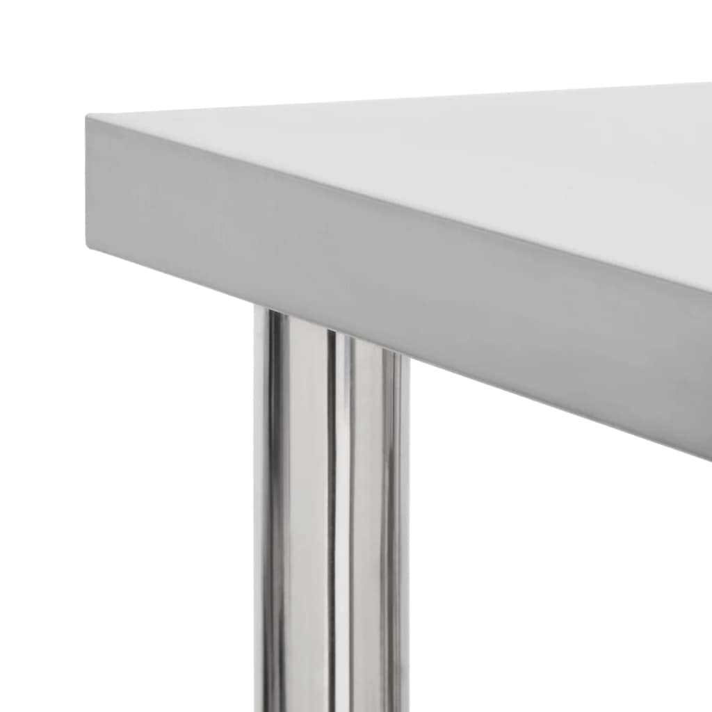 vidaXL Table de Travail de Cuisine avec Roues Plan de Travail Gastronomique Espace Commercial Restaurant 60x30x85 cm Acier Inoxydable