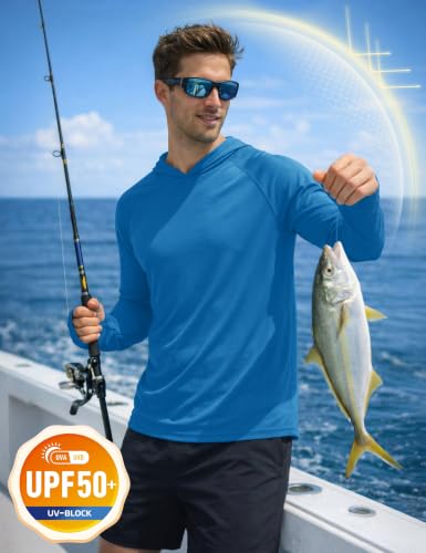 Image of KEFITEVD Men's Sun Hoodie Long Sleeve Fishing UPF 50+ SPF Quick Dry Shirts