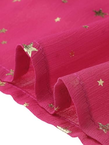 Image of Allegra K Party Midi Dress for Women Ruffle Short Sleeve Elastic Waist A-Line Metallic Star Dresses
