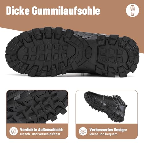 ricema Winterschuhe Herren Damen Winterstiefel Warm Gefüttert Schneestiefel Leicht Wanderschuhe Trekkingschuhe Rutschfest Stiefe, Schwarz 40 EU