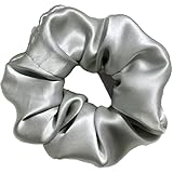 シルク100%シュシュ グレー 天然シルク100% 6cm 19匁 ヘアゴム 選べる 髪に優しい 髪ゴム 高弾性 おしゃれ 大人 女性 ヘアアクセサリー 母の日ギフト [並行輸入品]