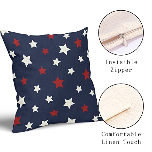 Aportt Navy Blue 4Th Of July Throw Pillow Covers 18X18 Inches Set Of 2 Patriotic American Red Stars Pillow Cases Independence Day Pillow Cover Home Decor For Memorial Day Room Bed Couch Porch Outdoor #TOP2