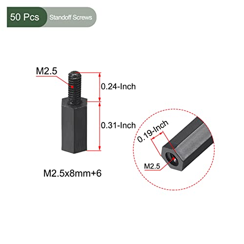 YOKIVE 50 Pcs M2.5 Standoff Screws, Nylon Hex PCB Standoffs with High Insulation Effect, Keep Height Consistent - Image 2