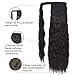 SEIKEA 24 Inch Clip in Ponytail Extension Wrap Around Long Wavy Curly Pony Tail Hair Fluffy Synthetic Hairpiece for Women - Black Brown