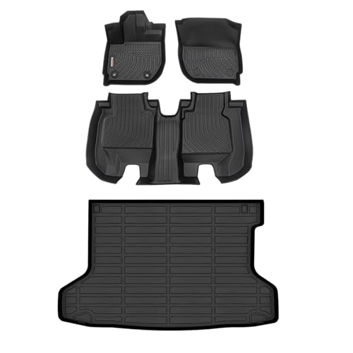 Binmotor-All Weather Floor Mats Cargo Liner Set for Honda HRV (AWD Model) 2016-2022 HR-V Car Floor Liners TPE Waterproof Full Set, Heavy Duty Car Floor Liners-Black for HRV Accessories
